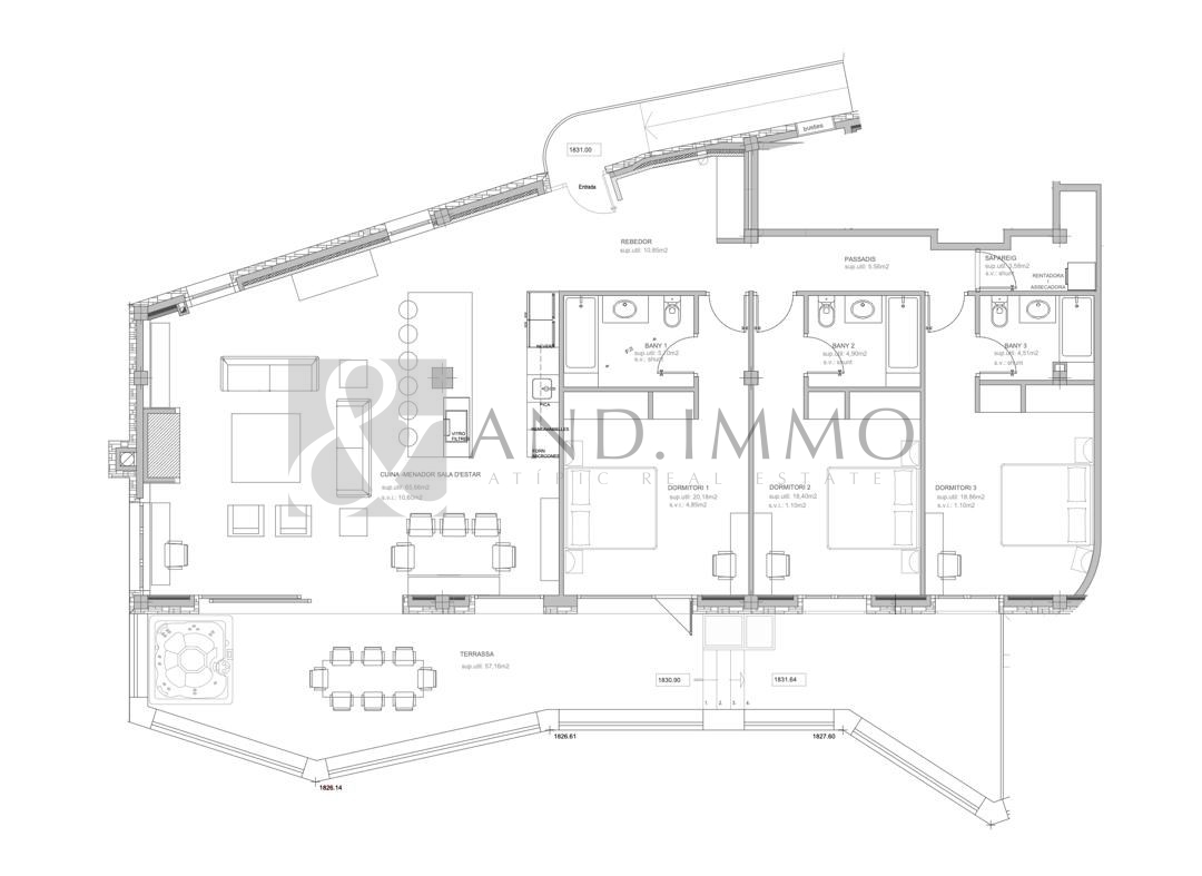 Pis de lloguer a Soldeu, 3 habitacions, 180 metres