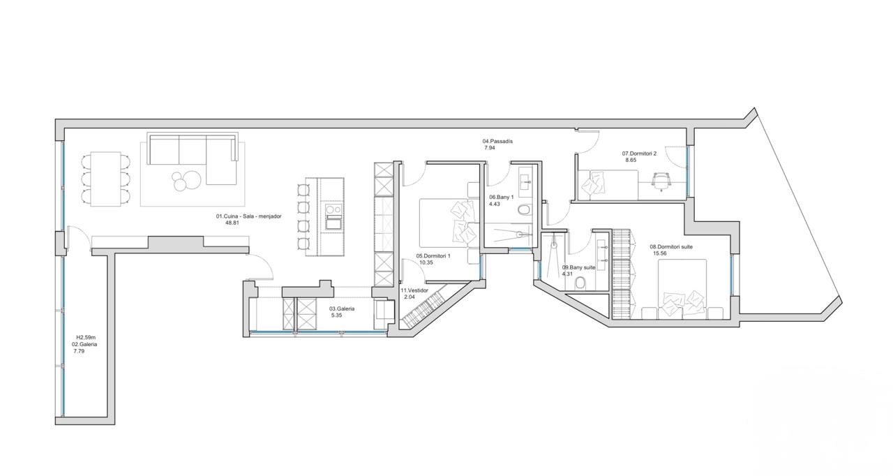 Pis de lloguer a Escaldes Engordany, 3 habitacions, 174 metres