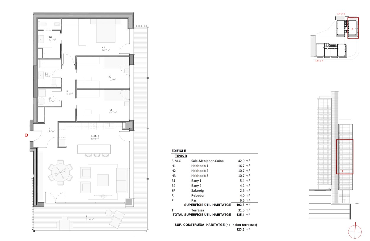 Piso de alquiler en Escaldes Engordany, 3 habitaciones, 135 metros