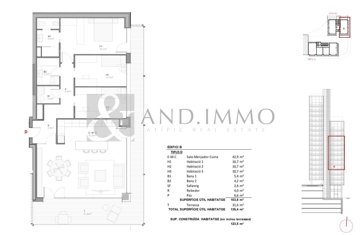 Pis de lloguer a Escaldes Engordany, 3 habitacions, 135 metres